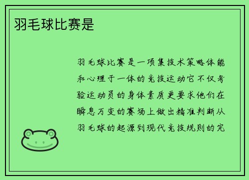 羽毛球比赛是